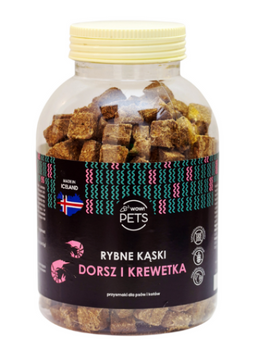 Wow! Pets Rybne Kąski Przysmak Dla Psów i Kotów Dorsz/Krewetka 400g