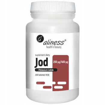 Aliness Jod Jodek Potasu 200µg Suplement Diety Tarczyca Skóra 200 Tabletek