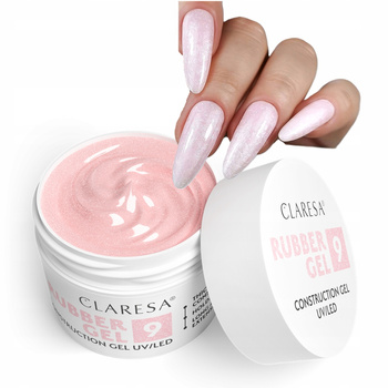 Claresa Rubber Gel Żel Konstrukcyjny Kauczukowy UV/LED 9 Róż Drobinkami 12g