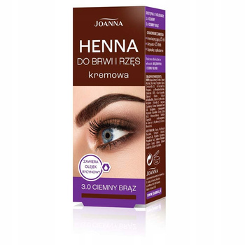 Joanna Henna Do Brwi i Rzęs Kremowa z Olejkiem Rycynowym 3.0 Brązowa 15ml