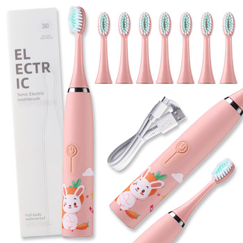 CoolStaff Szczoteczka Soniczna Elektryczna Do Mycia Z臋b贸w Dla Dzieci + 8 Konc贸wek