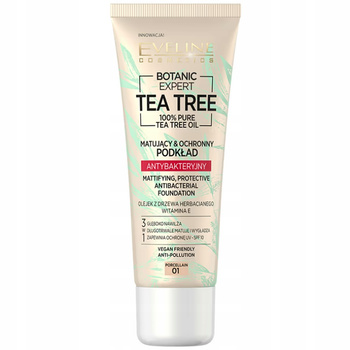 Eveline Tea Tree Matujący Podkład Antybakteryjny SPF10 01 Porcelain 30ml