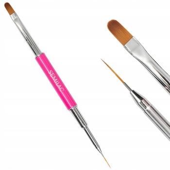 Semilac Nail Brush 2w1 Dwustronny Cienki P臋dzel Do 呕elu 6mm i Zdobie艅 R贸偶