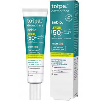 Tołpa Dermo Face Sebio Krem CC Do Twarzy z Filtrem SPF 50 Niacynamid 40ml
