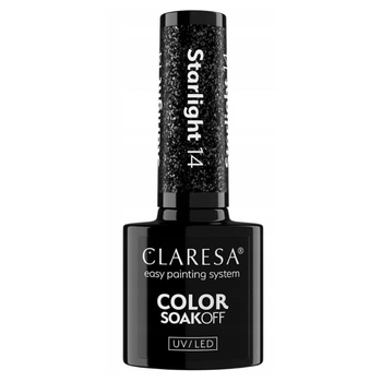 Claresa Lakier Hybrydowy Do Paznokci Czarny z Drobinkami Starlight 14 5g