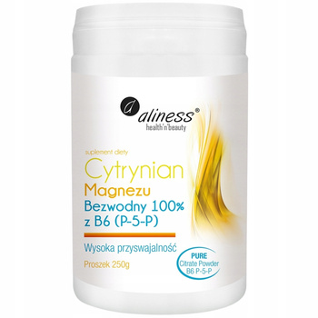 Aliness Cytrynian Magnezu Bezwodny z Wit B6 Suplement Diety Proszek 250g
